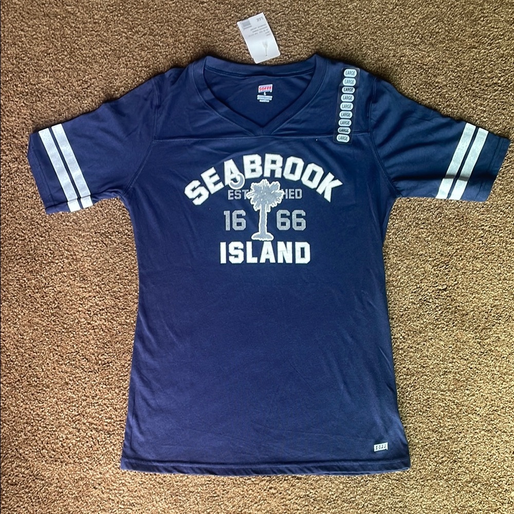 Soffe Blue and White Short Sleeve Tee Athletic Style